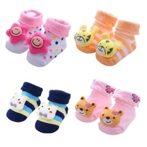 Baby Boys & Baby Girls Ankle Length Cotton Blend Socks (Pack Of 4)