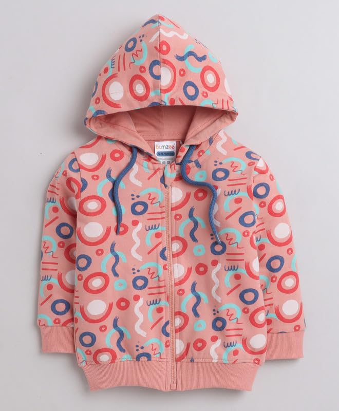 BUMZEE Orange Boys Full Sleeves Hooded Sweatshirt